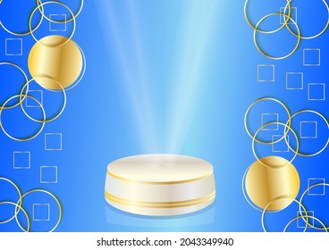 fondo de lujo con podio y anillo dorado