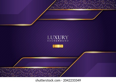 Luxury Background Purple Overlapped Layer with Elegant Glow Golden Effect and Glitter