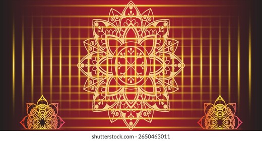 Luxury background with radiant lines forming a glowing star over a red stage with gold ribbon decorations. Ideas for award ceremonies and festive events.