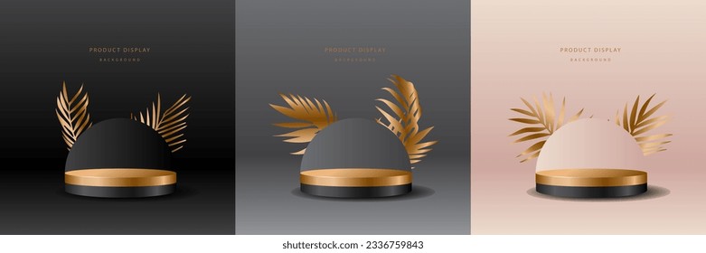 Luxury background with realistic cylinder pedestal podium. Abstract vector rendering geometric forms. Mockup product display. Stand to show products. Minimal wall scene. Stage showcase.