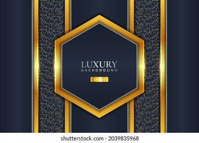Fondo de lujo Hexagón Realista Capa Elegante con Brillante Efecto Glitter Dorado
