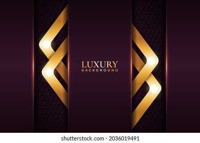 Luxury Background Realistic Overlapped Arrow Glossy Metallic Maroon with Shiny Gold Effect