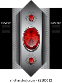 Lujo con joyas rojas, vector.