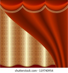 Luxury background with red and gold curtain