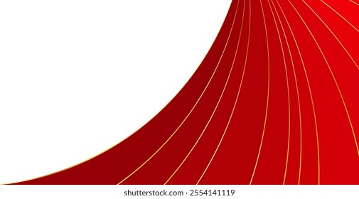 Luxury Background With Red And Gold Lines And Copy Space. Technology Banner. Vector Illustration. Abstract Business Wallpaper. Minimal