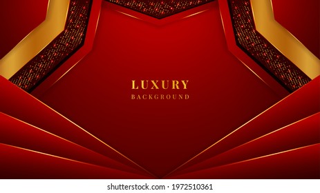 Luxury Background with red and golden color shapes, patterns, ornaments, and lights and a beautiful glowing effect.	
