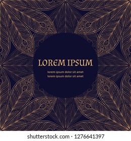 Luxury background royal pattern vector. Peacock feathers wedding invitation. Vintage design for beauty spa salon flyer, anniversary, save the date cards, holiday template.