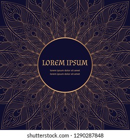 Luxury background royal pattern vector. Peacock feathers wedding invitation. Damask design for beauty spa salon flyer, anniversary, save the date cards, holiday template.