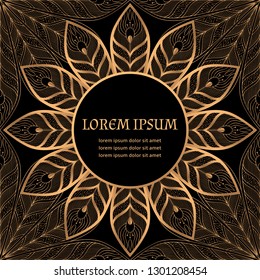 Luxury background royal pattern vector. Peacock feathers wedding invitation. New year design for beauty spa salon flyer, anniversary, save the date cards, holiday template.