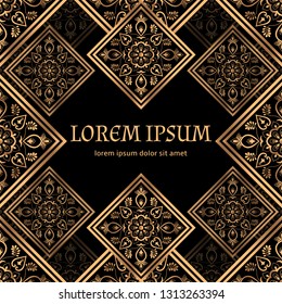 Luxury background royal pattern vector. Arabesque tile wedding invitation. Filigree exclusive design for party invite card, beauty spa salon flyer, save the date, holiday template.