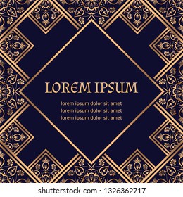 Luxury background royal pattern vector. Arabesque tile wedding invitation. Vintage design for party invite card, beauty spa salon flyer, save the date, holiday template.