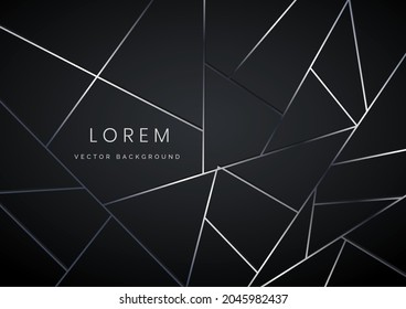 Luxury background silver polygonal shape on black backgroud. Vector illustration 