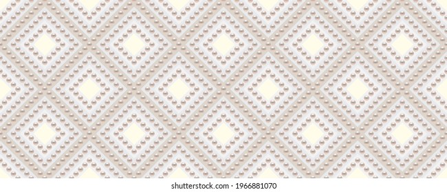 Luxury background in soft colors with small pearls and rhombuses. Seamless vector illustration. 