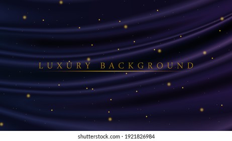 Luxury Background Template. Luxury Dark Blue and Purple with Golden Glitter Sparkles For Your Business Project. Brochure, Cover, Poster, Banner, Awarding Ceremony, Wedding party or Event Celebration