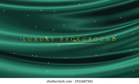 Luxury Background Template. Luxury Emerald Green with Golden Glitter Sparkles For Your Business Project. Brochure, Cover, Poster, Banner, Awarding Ceremony, Wedding party or Event Celebration