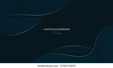 Design vetorial de fundo de luxo. Fundo azul escuro com decoração de linha curva. Terno para banner, pano de fundo, prêmio e outros.