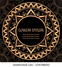 Luxury background vector. Ethnic royal pattern card template. Mandala design for Christmas party invitation, New year holiday greeting, beauty spa salon decoration, wedding, save the date.