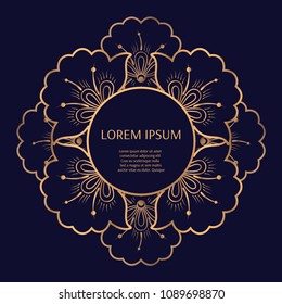 Luxury background vector. Floral royal pattern frame. Golden design for beauty spa salon flyer, wedding party invitation, save the date, anniversary, birthday greeting, holiday card template.