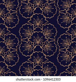 Luxury background vector. Floral royal pattern seamless. Gold black design for yoga wallpaper, beauty spa salon ornament, indian wedding party, birthday wrapping paper, bridal, holiday birthday gift.