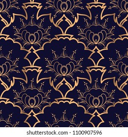 Luxury background vector. Floral royal pattern seamless. Vintage design for yoga wallpaper, beauty spa salon ornament, indian wedding party, birthday wrapping paper, bridal, holiday birthday gift.