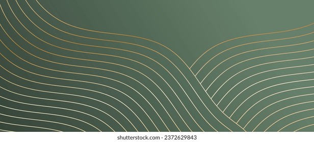 Luxury background vector. Golden curve line, gradient of golden lines in art deco style. Illustration design for card, grand opening, party invitation, wedding, background.