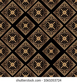 Luxury background vector. Golden royal pattern seamless. Vintage art deco tile design for beauty spa, wedding ceremony, yoga wallpaper, packaging, wrapping paper, christmas and new year backdrop.