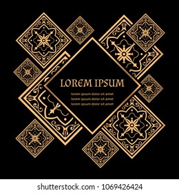 Luxury background vector. Golden royal pattern. Art deco tile frame design for beauty spa, wedding ceremony, holiday ramadan greeting card, menu covering, anniversary template, christmas and new year.