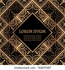 Luxury background vector. Golden royal pattern. Victorian frame design for beauty spa, wedding ceremony, greeting card, anniversary template, menu covering, christmas and new year concepts.