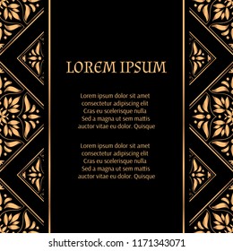Luxury background vector. Golden tile royal pattern for christmas or new year party. Art deco design for beauty spa salon flyer, wedding ceremony invitation, greeting card, menu, yoga wallpaper.