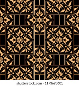 Luxury background vector. Golden tile royal pattern seamless for christmas or new year party. Beautiful design for beauty spa salon, wrapping paper, ornaments, gift packaging, yoga wallpaper.