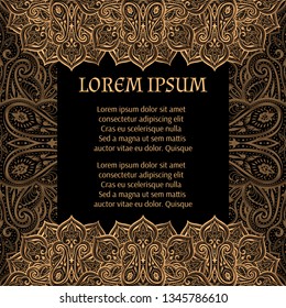 Luxury background vector. Islamic paisley mandala royal pattern card template. Filigree design for Ramadan, Christmas party, New year holiday, beauty spa salon, wedding invitation, save the date.