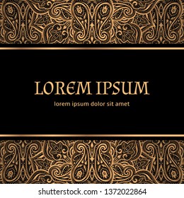 Luxury background vector. Islamic paisley mandala royal pattern card template. Vintage design for Ramadan, Christmas party, New year holiday, beauty spa salon, wedding invitation, save the date.