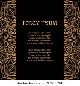 Luxury background vector. Islamic paisley mandala royal pattern card template. Retro design for Ramadan, Christmas party, New year holiday, beauty spa salon, wedding invitation, save the date.