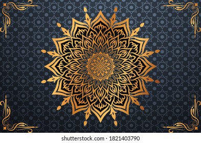 Luxury background vector. Islamic paisley mandala royal pattern card template. Ethnic design for Ramadan, Christmas party, New year holiday, beauty spa salon, wedding invitation, save the date.