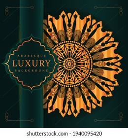 Luxury background vector. Islamic paisley mandala royal pattern card template. Ethnic design for Ramadan, Christmas party, New year holiday, beauty spa salon, save the date, peacock card.