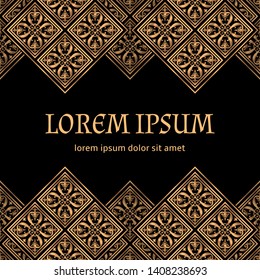 Luxury background vector. Islamic tile royal pattern card template. Vintage design for Ramadan, Iftar party, Christmas or New year holiday, beauty spa, wedding invitation, save the date.
