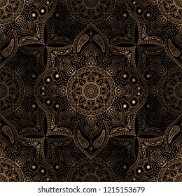 Luxury background vector. Oriental mandala royal pattern seamless. Damask for Christmas party, new year holiday wrapping paper, yoga wallpaper, beauty spa salon ornament, wedding invitation.