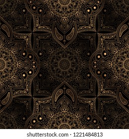 Luxury background vector. Oriental mandala royal pattern seamless. Art deco New Year for Christmas party, holiday wrapping paper, yoga wallpaper, beauty spa salon ornament, wedding invitation.