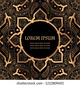 Luxury background vector. Oriental royal pattern card template. Vintage floral design for Christmas party invitation, New year holiday greeting, beauty spa salon decoration, wedding, save the date.