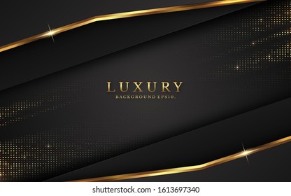 luxury background vector overlap layer on dark and shadow black space with abstract style for design. graphic illustration Texture with line golden Sparkles glitters dots element decoration.