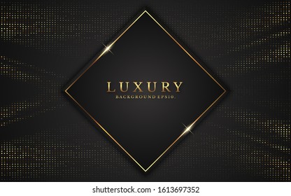 luxury background vector overlap layer on dark and shadow black space with abstract style for design. graphic illustration Texture with line golden Sparkles glitters dots element decoration.