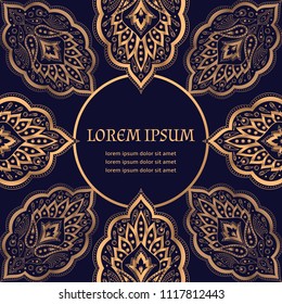 Luxury background vector. Paisley royal pattern frame. Damask floral design beauty spa salon, fashion flyer, wedding party invitation, save the date, birthday greeting, new year holiday card template.