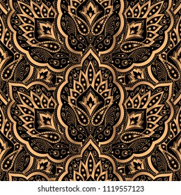 Luxury background vector. Paisley royal pattern seamless. Persian fan design for yoga wallpaper, beauty spa salon ornament, indian wedding invite party, birthday wrapping paper, new year holiday gift.