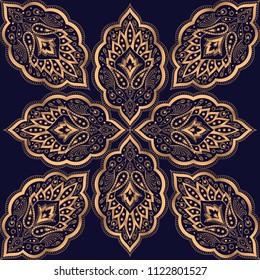 Luxury background vector. Paisley royal pattern seamless. Oriental mandala design for yoga wallpaper, beauty spa salon ornament, indian wedding invite party, birthday wrapping paper, holiday gift.