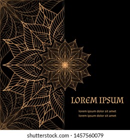 Luxury background vector. Peacock feathers floral royal pattern card template. Indian design for Christmas party invitation, New year holiday, beauty spa, wedding, save the date, birthday.