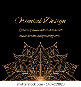 Luxury background vector. Peacock feathers floral royal pattern card template. Gold black design for Christmas party invitation, New year holiday, beauty spa, wedding, save the date, birthday.