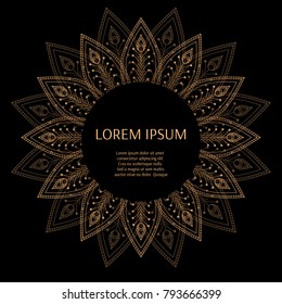 Luxury background vector. Peacock feathers royal pattern frame. Mandala flower design for beauty spa salon logo flyer, wedding party invitation, anniversary greeting, holiday christmas card template.
