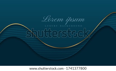 Luxury background wave line gold 3d concept deep blue color. vector illustration for design.