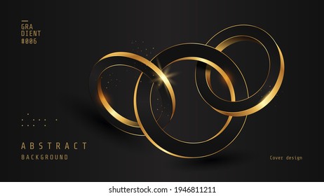 Luxury background wiht 3D Golden ring. Geometric abstract compositions with golden metallic circles for poster, banner, flyer. Vector illustration