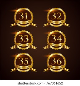 Luxury Badge Anniversary 31-36 Vector Illustrator Eps.10